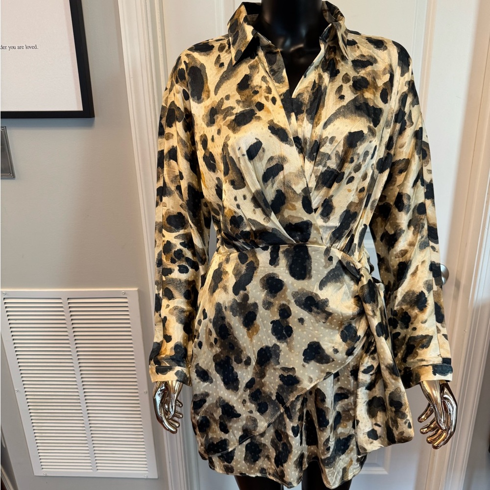 Mango Leopard Print Mini Dress